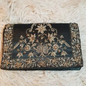 Gold Vintage embroidered clutch